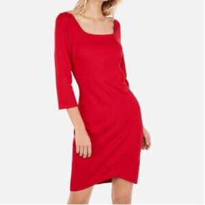 Express Jacquard Square Neck Sheath Dress in Black